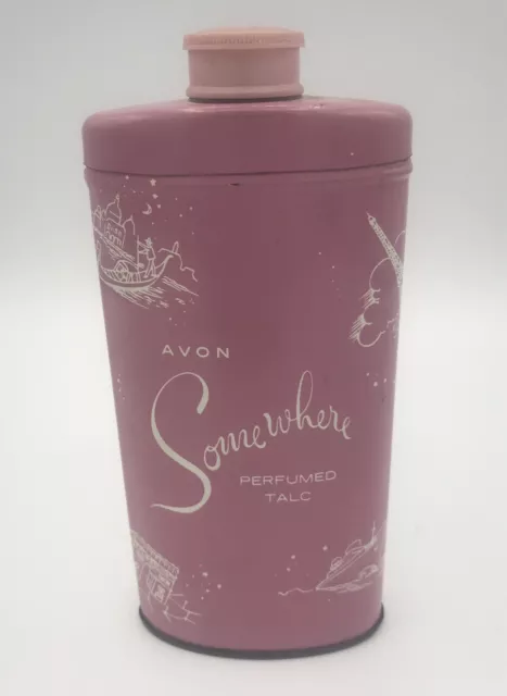 Vintage Avon Somewhere Perfumed Talc Body Powder Tin 2.75 oz Almost full