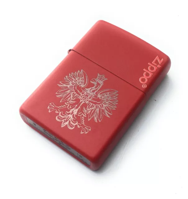 Personalised "Eagle of Poland" Red Matte Zippo Lighter Engraved Smoking Gift