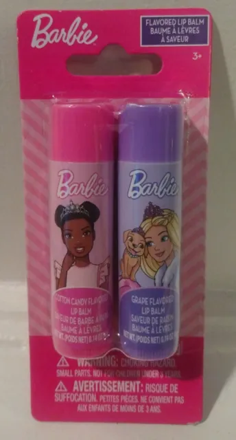 Barbie Cotton Candy & Grape Flavored Lip Balm Tubes, 0.14 Oz. Each Tube, New