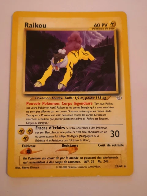 Carte Pokemon RAIKOU 22/64 RARE Néo Révélation Wizards FR