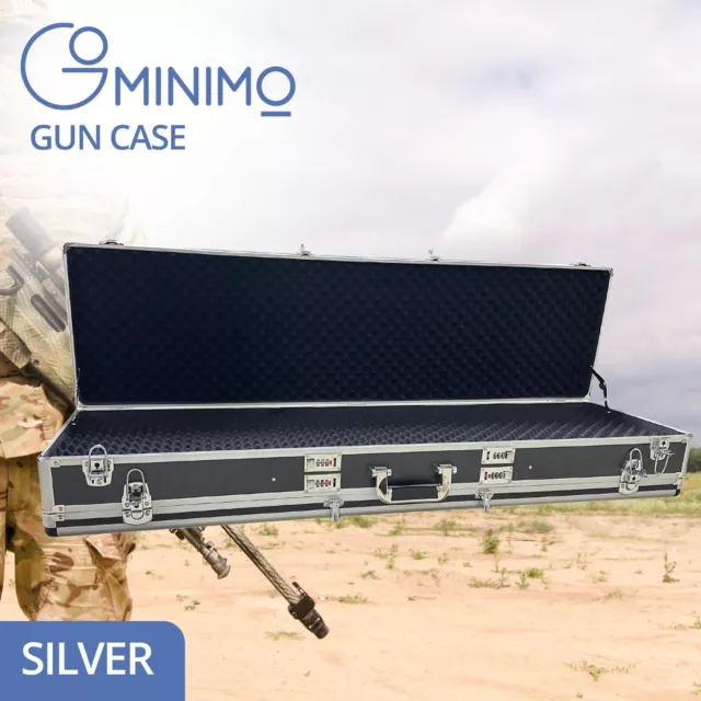 Gominimo Hard Aluminium Double Sided Gun Case (Silver and Black) GO-GC-100-LS