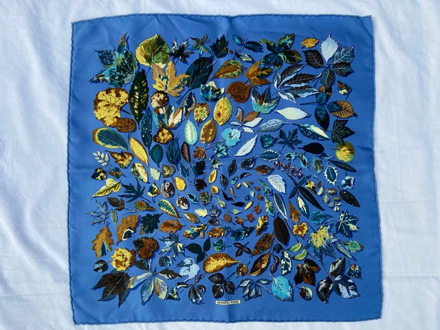 Foulard Carré Gavroche Vintage Lester – Soie Bleue, Cadeau Femme