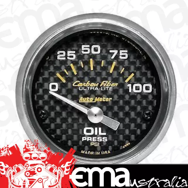 AutoMeter AU4727 Carbon Fiber 2-1/16" Oil Pressure 0-100PSI