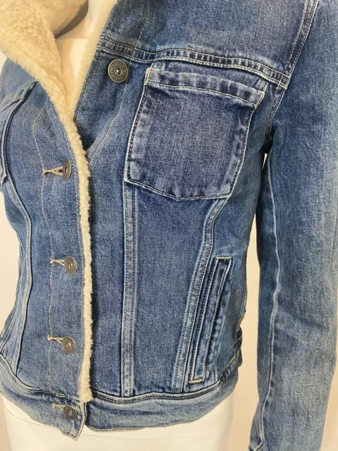 Paige Leo Faux Shearling Denim Jacket in Hyperion Size XS $279 3