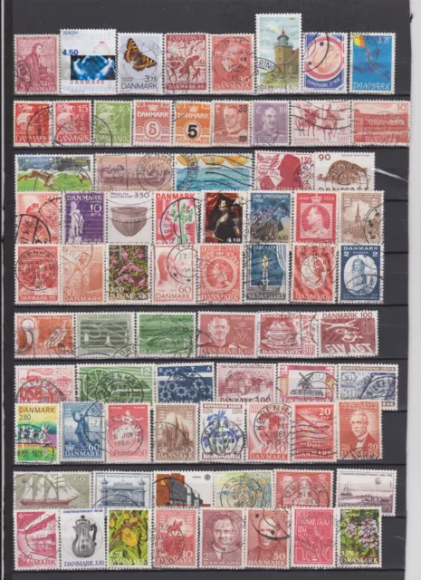 Lot de 109 timbres oblitérés différents du Danemark