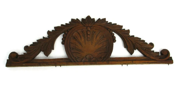 Hand Carved Wood Pediment  Ornate Over door Architectural Antique  Small Lovely