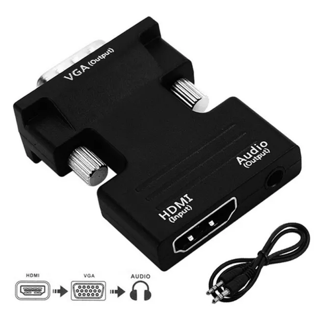 HDMI Female to VGA Male Converter with Audio Adapter Support 1080P Signal Ou:bj