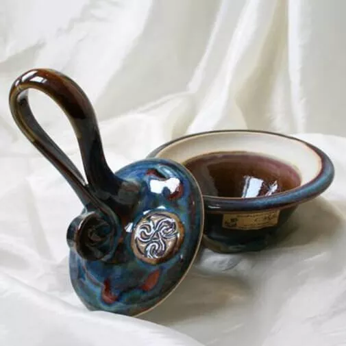 Irish Handmade Pottery Colm de Ris Swirl Sugar Bowl