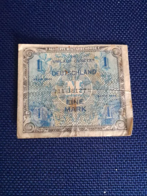 Banknote Alliierte Militärbehörde Serie 1944, eine Mark, siehe Fotos