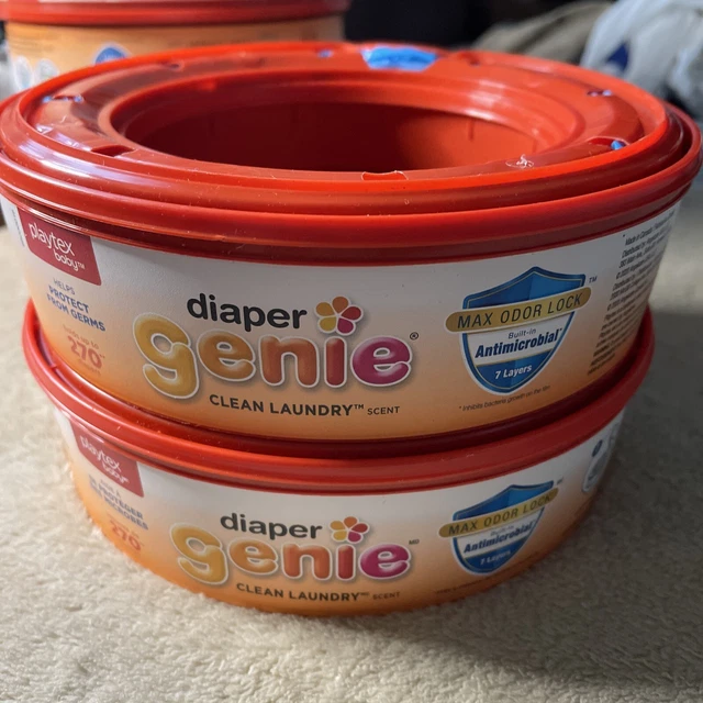 2 Playtex Baby DIAPER GENIE Refill (540) Bags Clean Laundry Scent Max Odor Lock