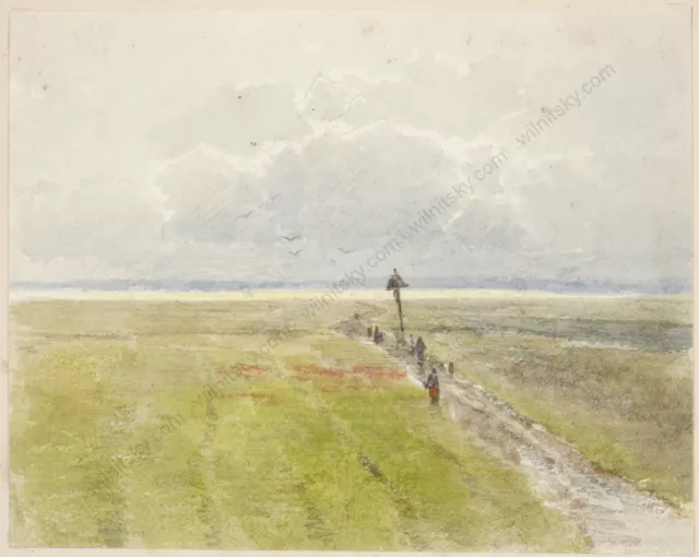 Ludwig Roesch (1865-1936) "By Woerishofen in Bavaria" watercolor, 1900