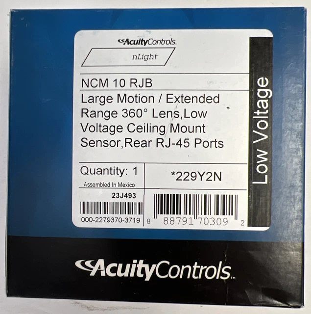 SENSOR SWITCH NCMPDT10RJB nLight DualTech Occupancy Sensor, RJ45