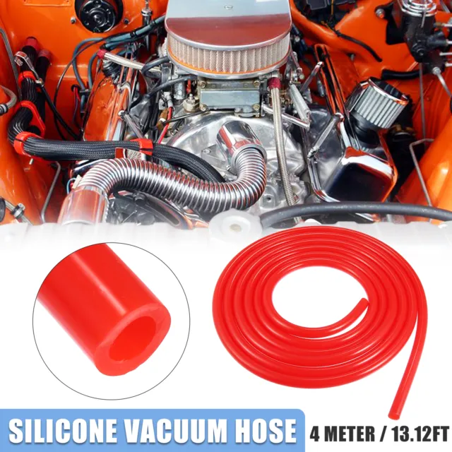 8mm ID 13.12ft Car Silicone Vacuum Hose Pipe Water Air Boost Line Tube Red