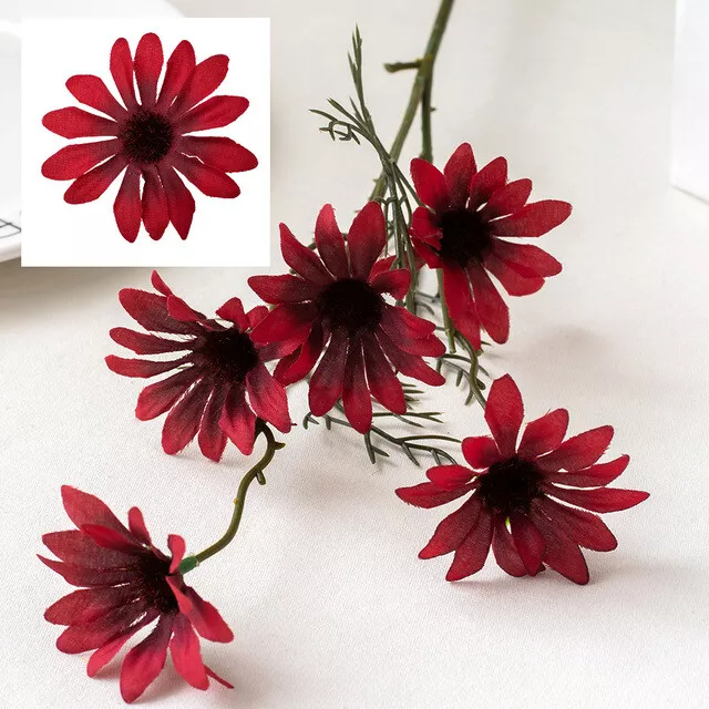 5 Head Artificial Silk Fake Daisy Flowers Bouquet Indoor Home Photography Decor