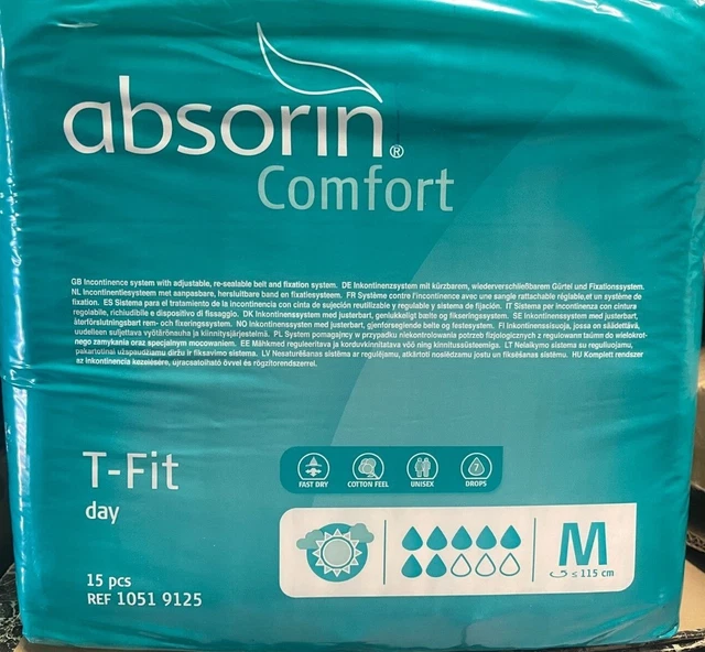 Lot de 4 paquets de 15 couches Absorin comfort T-Fit  M       H