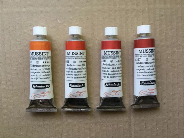 4x Schmincke MUSSINI 35ml Ölfarben Künstlerfarbe Kadmiumorange Kadmiumrot etc.