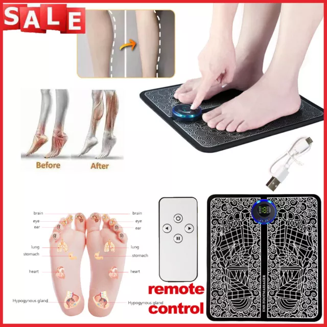 EMS Foot Massager Mat Electric Pad Blood Muscle Circulation Relief Pain LED USB