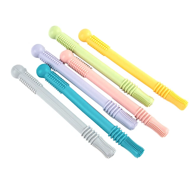 Silicone Molar Straw Baby Teether Chewable Safe Toy Food Grade BPA Free Teeth-YI