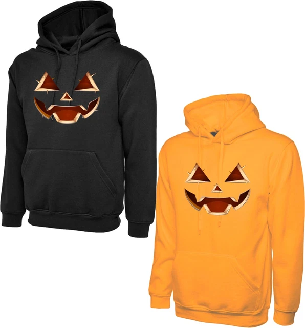 Felpa con cappuccio spaventosa viso zucca viso horror viso zucca Halloween fantasma incubo spaventoso