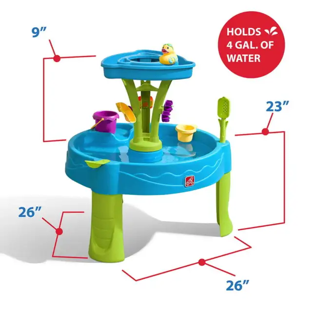 Step2 Kids Showers Splash Tower Water Table Summer for Toddlers，Blue, Green