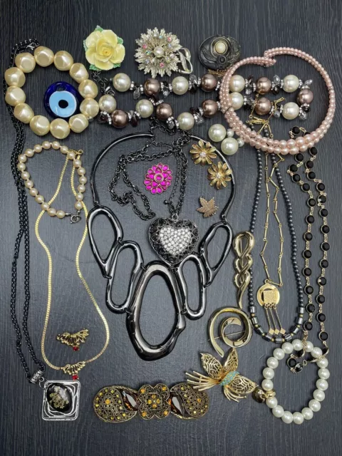 Costume & Vintage job lot of mixed jewellery Necklaces Earrings Brooch Bracelets