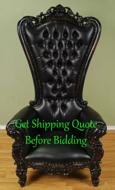 Carved Mahogany Louis XV Beregere Armchair Regal Throne Chair Black