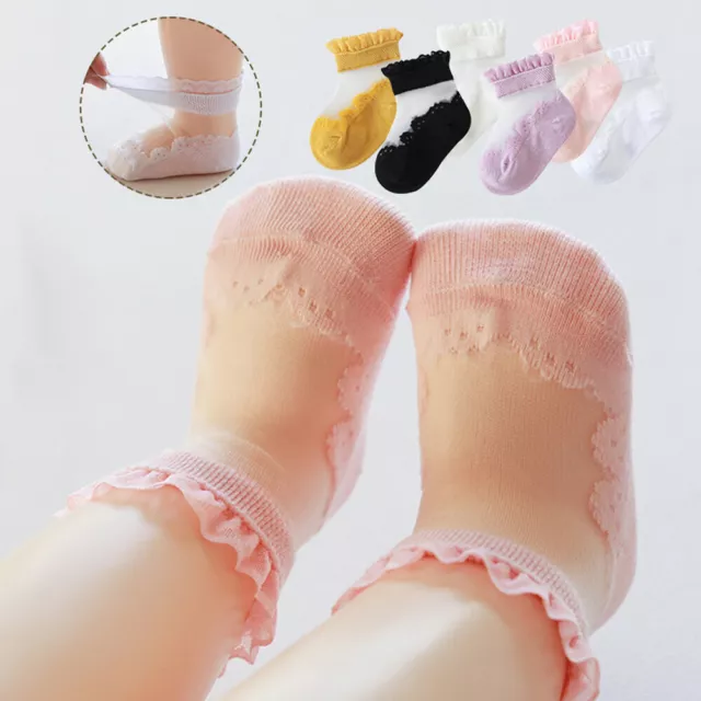 Toddler Baby Girl Newborn Flower Lace Baby Ruffle Socks Prewalker Ankle Sock