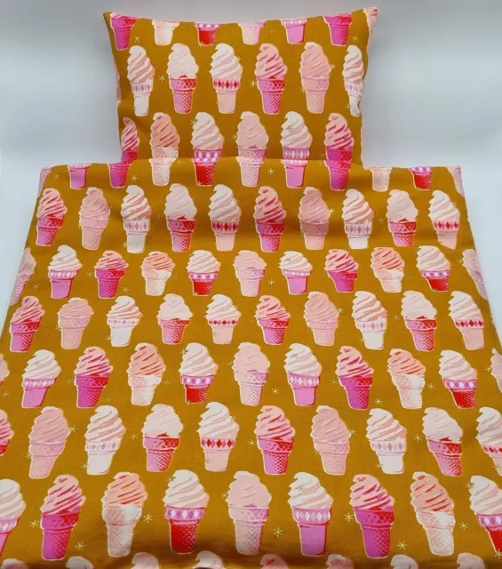 Dolls Bedding/Pram Set - Ice Cream - Quilt & Pillow - Hand Made