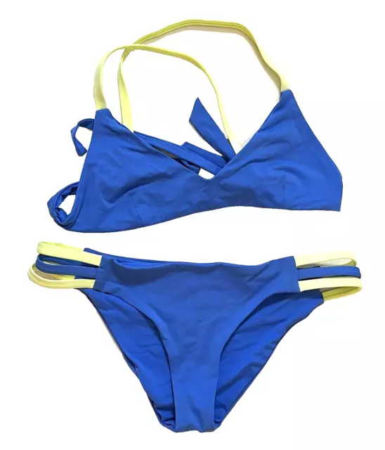 Lisa Lozano Blue Bikini Set Swimsuit Swimming Suit Women Size Medium