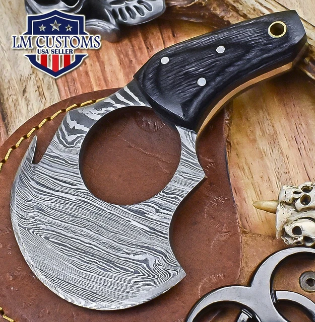 Custom Hand Forged Pizza Cutter Twist Damascus Hard Wood Hunter Veterans Gift