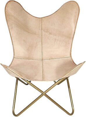 Handmade Leather Butterfly Chair Seat Folding Modern Sling Lounge Vintage Stool
