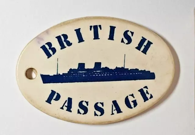 British Passage. Plastic Key, Luggage or Item Tag. Silhouette of Queen Elizabeth