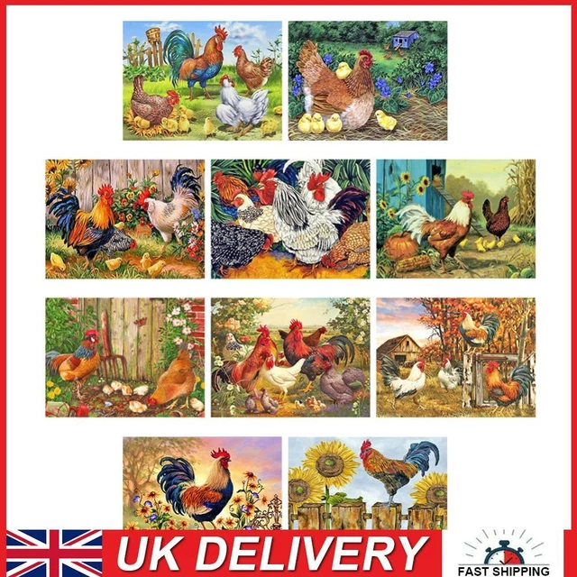 5D Chicken Mosaic Diamond Painting Drawing Full Round Drill DIY Art Handcraft
