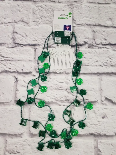 Claire's St Patrick's Day Light Up Green Shamrock And Hat Novalty Necklace
