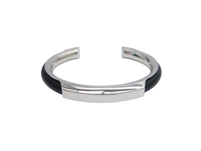 Bracelet Jonc Agatha Ouvert - Modèle Argenté En Cuir - Occasion