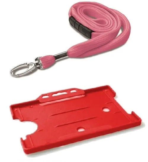 RED FABRIC LANYARD ID Badge Key Holder Case Pocket Neck Strap Name Tag  £3.94 - PicClick UK