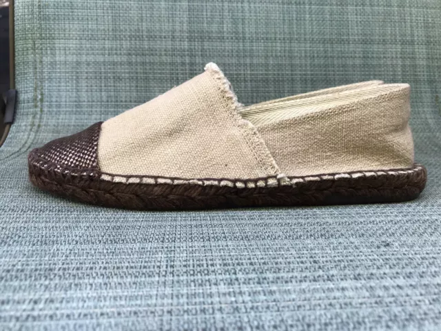 Andre Assous Patricia Tan Bronze Cap Toe Espadrille Loafers Slip On Flats 10 9 3