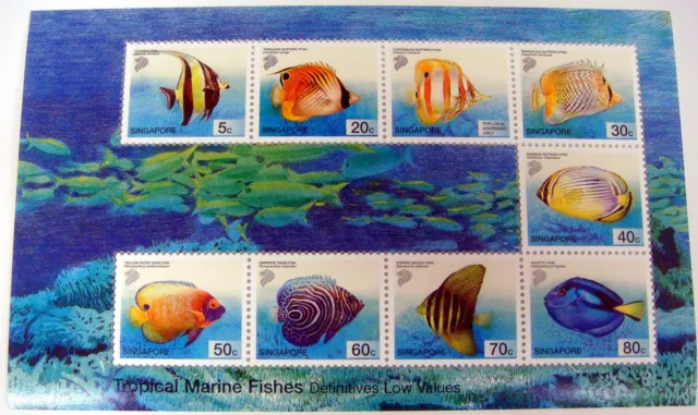 2001 SINGAPORE TROPICAL FISH STAMPS SHEET sc #989-997 SEA LIFE MARINE OCEAN