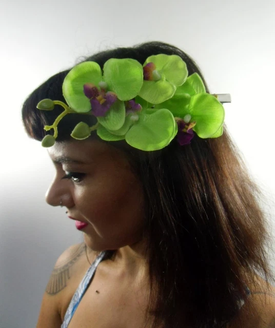 Pince à Cheveux Fleur Orchidée Rose – Style Pin-up Rétro, Tissu épais