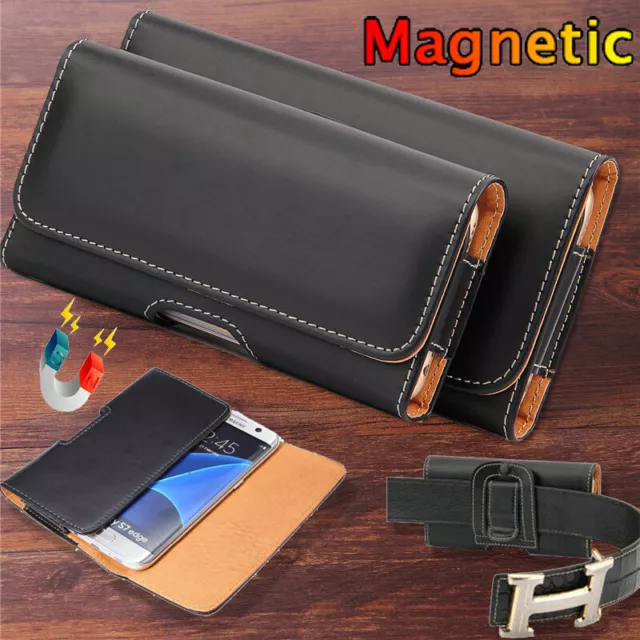 For Samsung Galaxy S24 S23+ S22 S21 S10 Universal Leather Belt Clip Holster Case