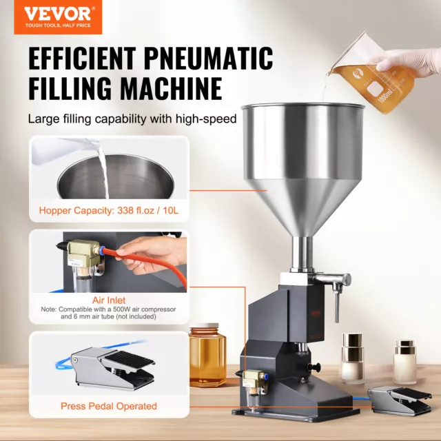 VEVOR Machine Remplissage Liquide Pneumatique Bouteille Pâte Huile 5-50mL Pédale 2