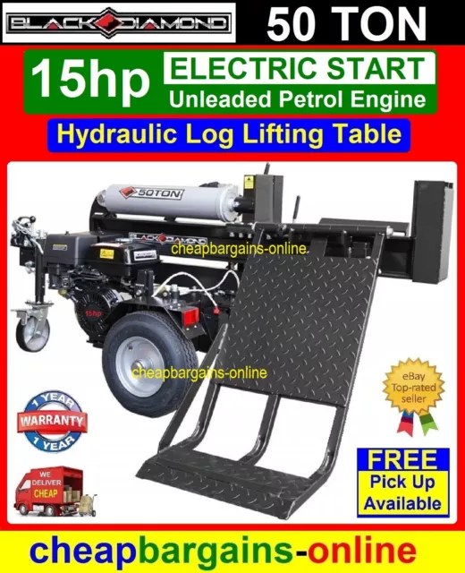 50 Ton HYDRAULIC LOG SPLITTER 50Ton WOOD SPLITTER 15hp ELECTRIC START LIFT TABLE