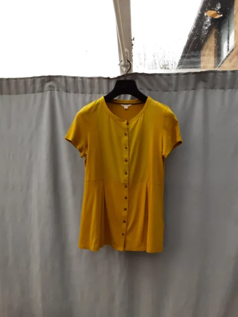 White Stuff Yellow Modal Cotton Jersey Blouse T Shirt Top UK 10 New
