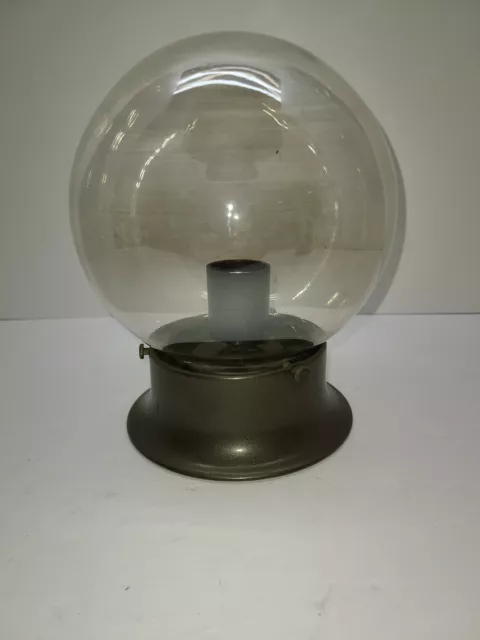 Vintage Mid Century Modern Smoked Glass Orb Globe Ceiling Light Small