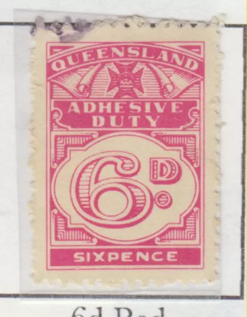 1939 QUEENSLAND 6d. RED ADHESIVE DUTY STAMP  Q333