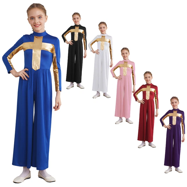 Kids Girls Leotard Flare Gymnastics Robe Jumpsuit Loose Catsuit Flower Girl