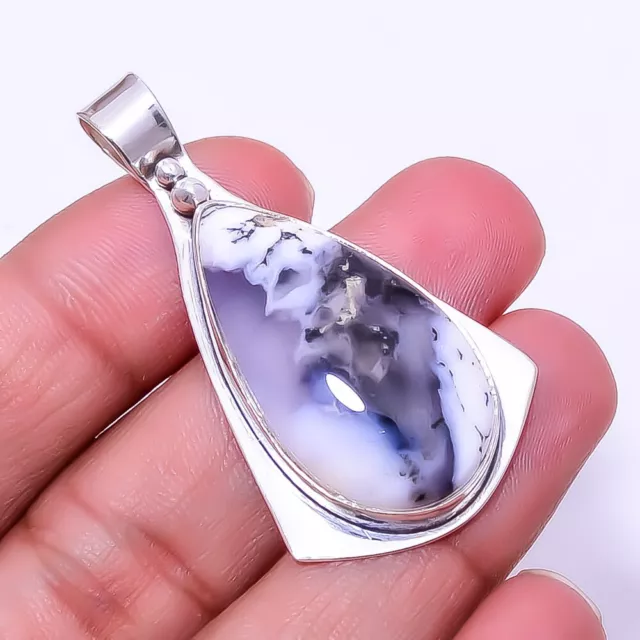 Dendritic Agate - Brazil Designer Handmade 925 Sterling Silver Pendant 1.95" P36