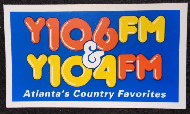 Atlanta GA Y106 FM Country Favorites Radio Magnet Vtg 1990s Y104