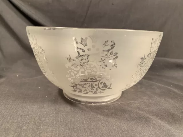 Victorian Frosted Floral pattern glass Gas Electric or Oil lampshade lamp shade