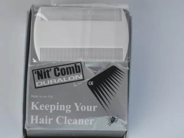 2 x Head Lice Nit Pet Flea Fine Tooth White Grooming Hair Comb - Duralon